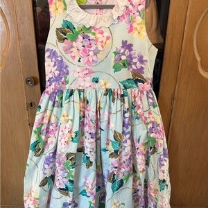 Charming Floral Kids Dress with Lace Collar
